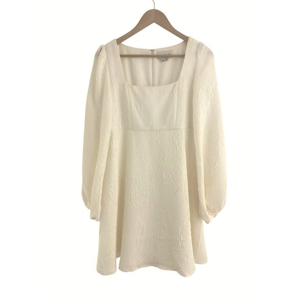 Anthropologie Sachin & Babi Rhinebeck Ivory Textured Balloon Sleeve Dress Size 6 - Picture 3 of 10
